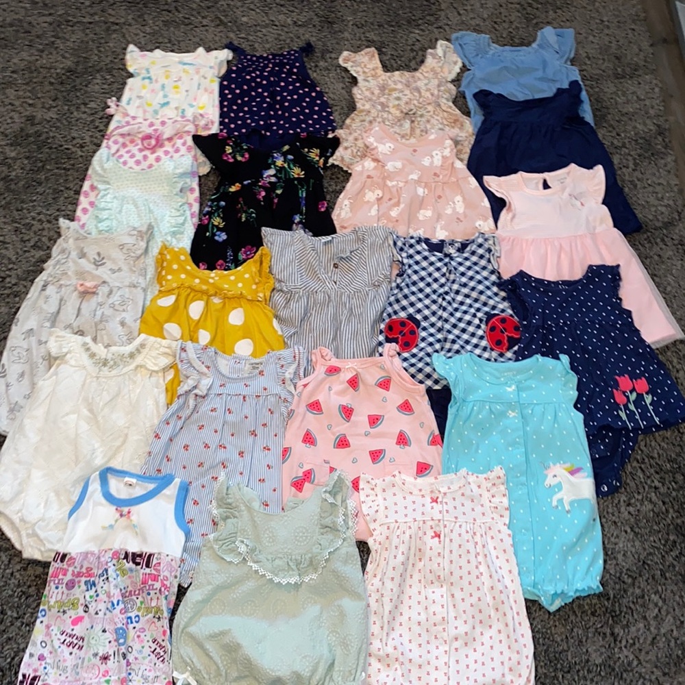 22 dresses and baby rompers